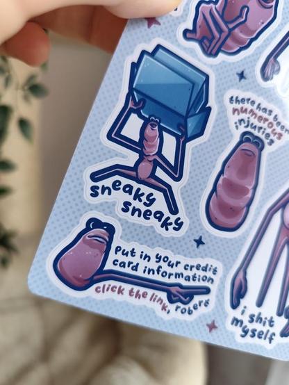 close up of the sticker sheet