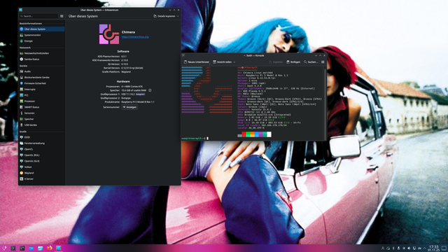 Chimera Linux running KDE on a Raspberry Pi 5