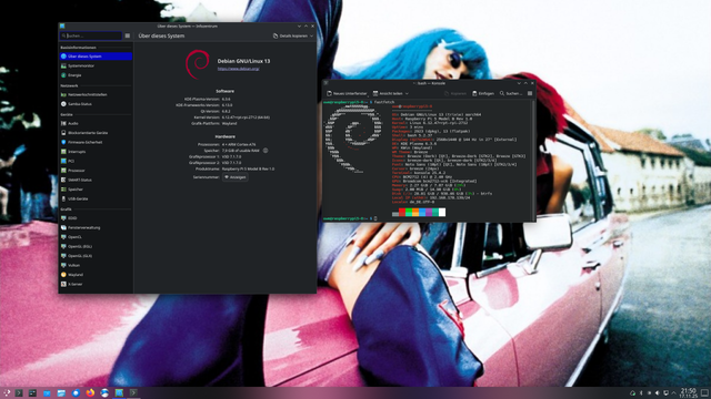 Raspberry Pi OS (Debian Trixie) running KDE on a Raspberry Pi 5