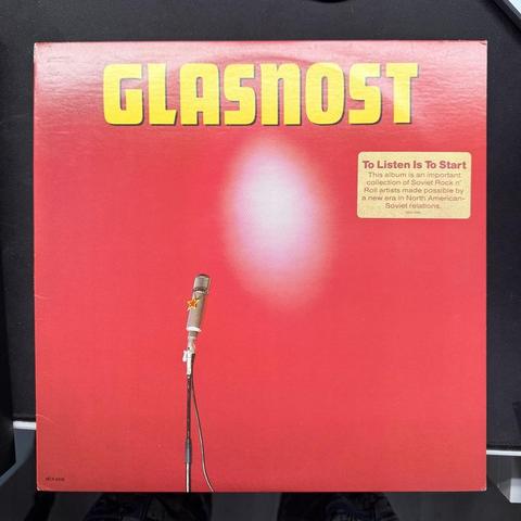 A picture of “Glasnost” with a sticker boasting it was made possible by a new era in North American-Soviet relations