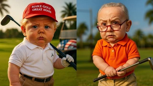 Baby Trump Takes Baby Chuck Schumer Golfing With Him!