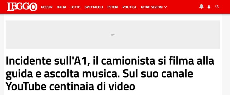 Due rari casi in cui veniamo a conoscere le probabili cause dell'incidente [*Come i giornali e i giornalisti raccontano gli scontri stradali*]