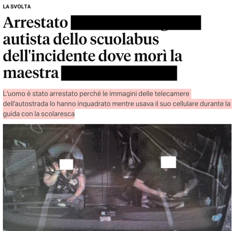 Due rari casi in cui veniamo a conoscere le probabili cause dell'incidente [*Come i giornali e i giornalisti raccontano gli scontri stradali*]