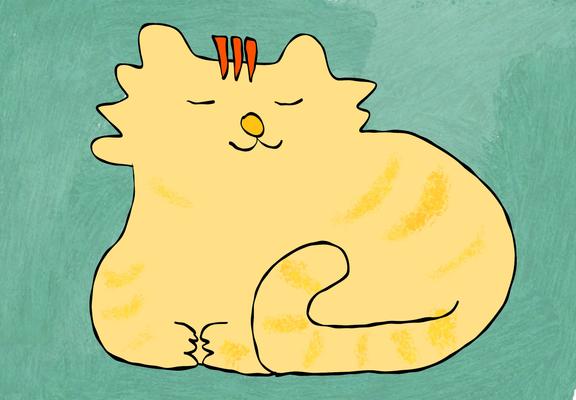 Schnelle digitale Zeichnung: friedlich ruhender Tiger