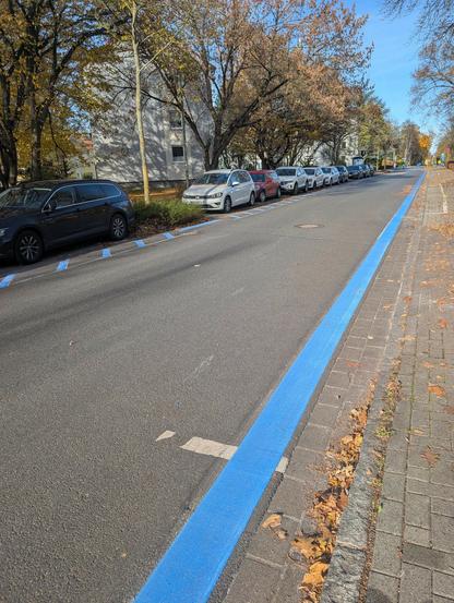 Foto einer Göttinger Fahrradstraße auf der seit ein paar Wochen viel weniger Autos parken.