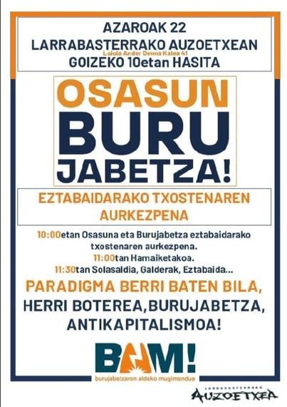 OSASUN BURUJABETZA! Eztabaidarako txostenaren aurkezpena