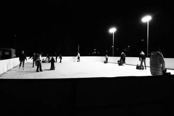Ice ring with skaters