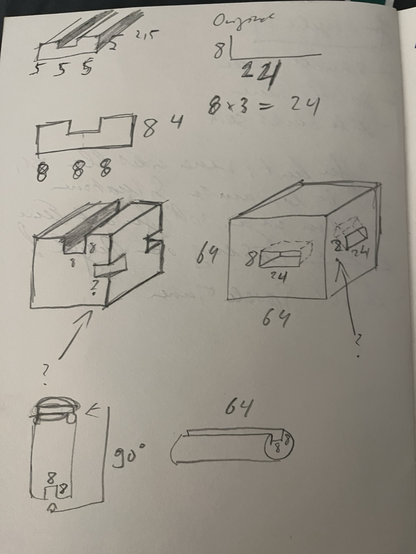 Verschiedene Skizzen zu Quadern und Stäben mit gefräster 8 mm Nut.