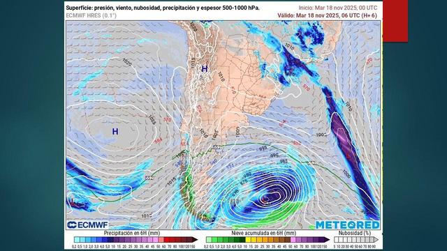 se observa una baja al Este de Malvinas