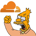 abe simpson yelling at the cloudflare logo