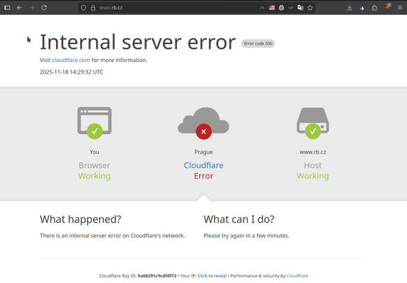 Raiffeisen bank homepage with cloudfare error