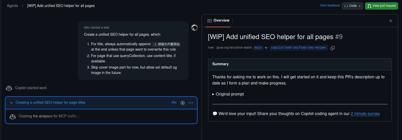 Github copilot in github.com