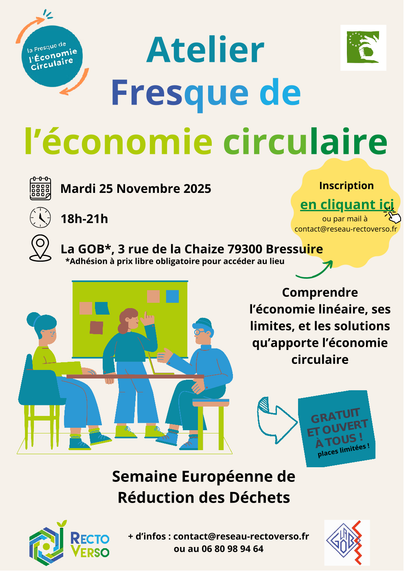 Affiche d'un atelier "Fresque de l'économie circulaire" à la Gob.