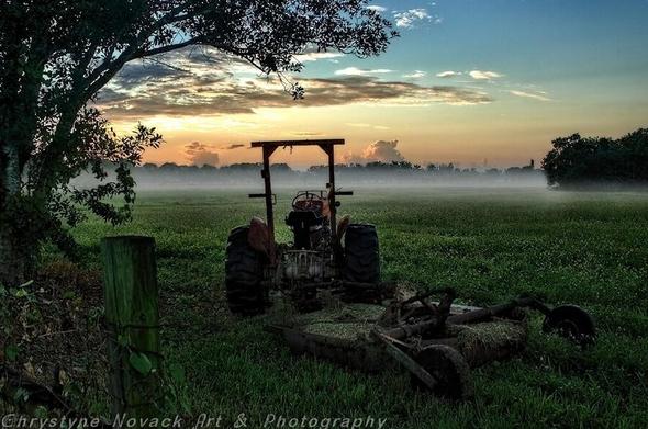 A tractor sits idle in the middle of a lush green meadow while off in the distance a new morning alights the sky and a morning mist blankets the ground. The beauty of open spaces is not guaranteed it will remain forever. I drove past this nature sanctuary yesterday only to discover the trees and greenery all gone - just bare ground and a 'park' building as they transform it to have courts and pathways. So now the unspoiled beauty of this place remains only in the photos.

We are all feeling the pinch these days, as times are tight and prices climb. I’m taking 25% off my markup to make it a little easier to give the gift of art this holiday season. ----------> Code: HGHSYP for 25% off - good til Dec. 10, 2025