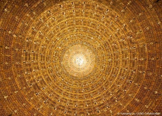 View of the JUNO photomultiplier tubes (© Yuexiang Liu / JUNO Collaboration)