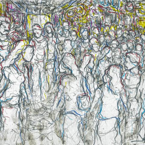 Republic of Love - Heimlich Edition | Live Drawing with Crayons, left over Drinks, Cigarette Ash, and Pencil on A4 Cardboard | See it full on www.vonSeiten.com

Well, it required plenty of patience at first, standing in line at the Funkhaus, in which the Free Republic of Vienna Festival (Freie Republik Wiener Festwochen) found its festive home. After the stairs, the building opened its arms, and welcomed me into a mélange of flows by beats and people with drinks and drums spreading their love. Heimlich galore!
@heimlichcrew @wienerfestwochen @funkhaus_official