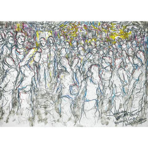 Republic of Love - Heimlich Edition | Live Drawing with Crayons, left over Drinks, Cigarette Ash, and Pencil on A4 Cardboard | See it full on www.vonSeiten.com

Well, it required plenty of patience at first, standing in line at the Funkhaus, in which the Free Republic of Vienna Festival (Freie Republik Wiener Festwochen) found its festive home. After the stairs, the building opened its arms, and welcomed me into a mélange of flows by beats and people with drinks and drums spreading their love. Heimlich galore!
@heimlichcrew @wienerfestwochen @funkhaus_official