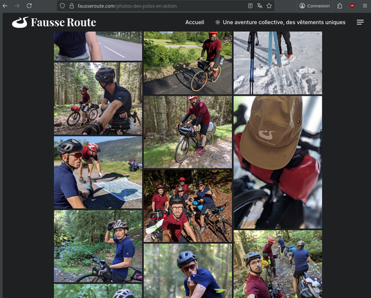 capture d'écran de la page photos du polo 100% mérinos de Fausse Route