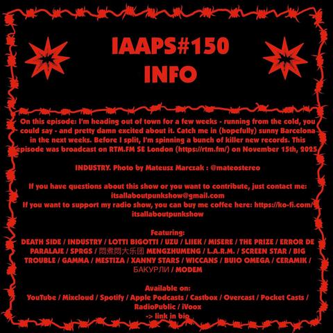 Program #150 from It's All About Punk Show, based in South East London, UK where you can hear the new music from ERROR DE PARALAJE..
https://collectorseriesdiy.blogspot.com/2025/11/nuevo-episodio-del-programa-its-all.html
#Punk #PunkRock #hardcorepunk #synthpunk #eggpunk #chainpunk #garagepunk #postpunk #dbeat #newpunk #diypodcast #punkpodcast #diyradio #punkradio