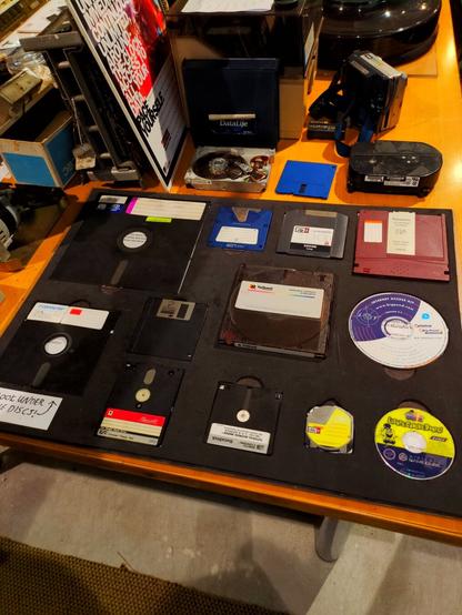 A collection of disks from 8-inch flopped through to CD-ROMs and zip drives.