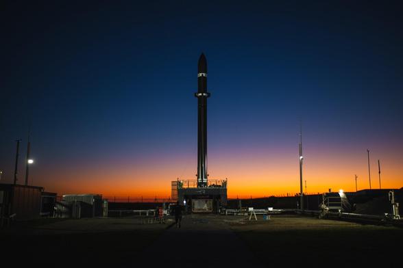 Image of Electron launch vehicle at Rocket Lab Launch Complex 1A launch site, scheduled for 2025-11-20 12:43