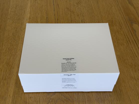 A box of the “Apple Park Holiday Apple Pie”.