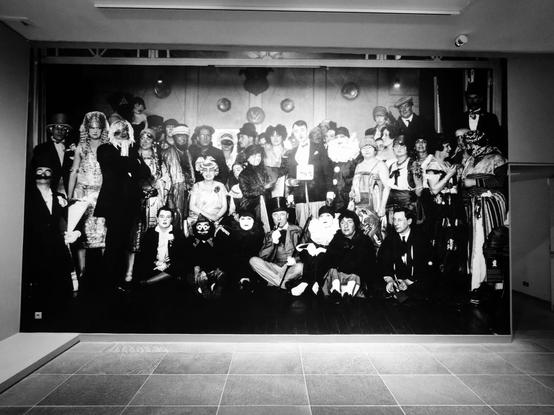 Old b&w photo of a party