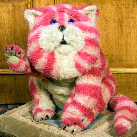 Bagpuss, a pink and white saggy cloth cat.