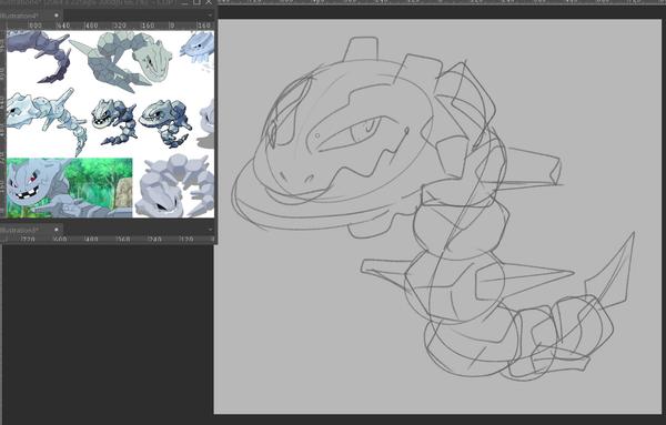 a sketch of the pokemon steelix