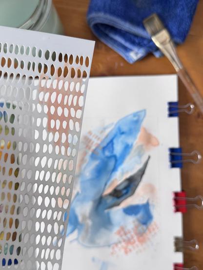 Process pic with the stencil I used to add some texture