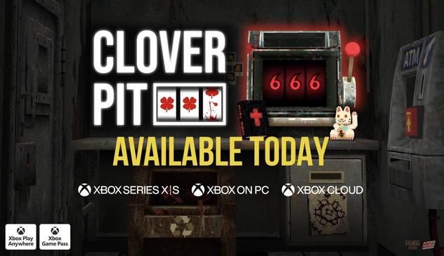 Ein Werbebild für Cloverpit „Available Today“ für Xbox und im Gamepass