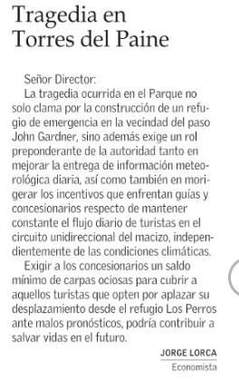 Tragedia en Torres del Paine Jorge Lorca