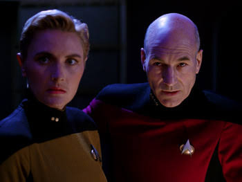 Tasha and Picard close up