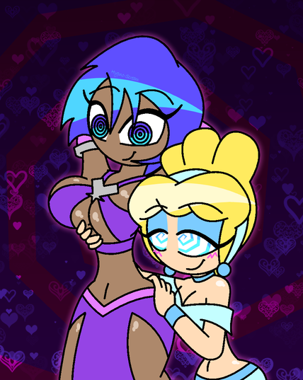 Mesmeric Aqua as a bellydancer, hypnotizing Cinderella with her dance. Cinderella, for her part, is getting pretty close to Aqua