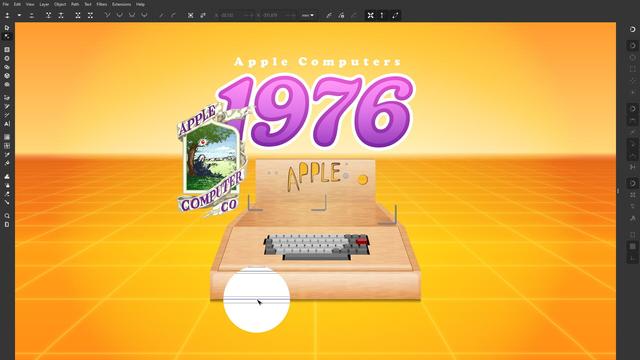 The first Apple Computer from 1976 vector graphic illustration made with Inkscape, not Adobe Illustrator.