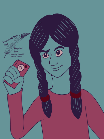 A Lakota Sioux from modern times with a remote.