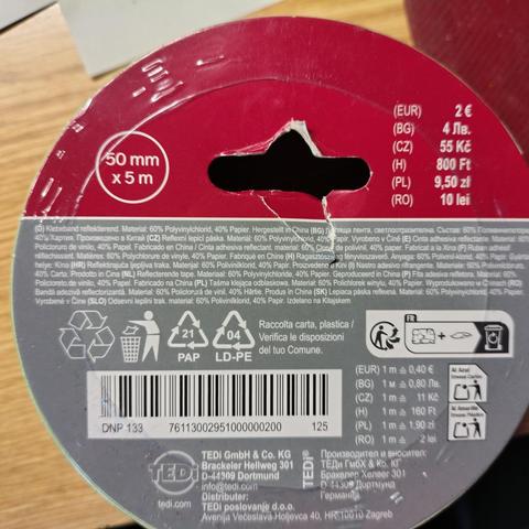 Verpackungsbeschriftung des reflektierenden Klebebandes