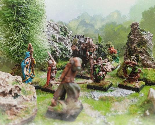 A group of heroes confronts Fomorian creatures.