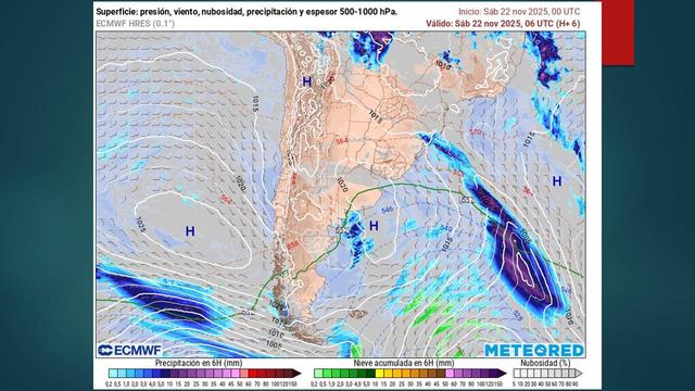 cummulated 6 h snow and rain