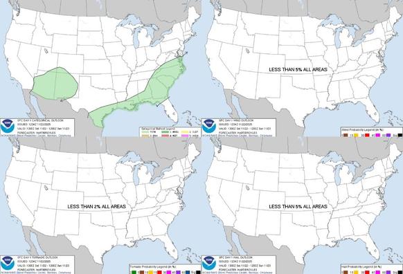 Widespread Rain from Texas to the Central Appalachians; Heavy to Excessive Rainfall in Southern California and the Southwest
Scattered thunderstorms and widespread showers are expected from the Texas coast to the central Appalachians today. Heavy to excessive rainfall will continue in southern California into the Desert Southwest through Saturday. Heavy rain will pose a risk of flash flooding, especially across burn scar and urbanized regions.