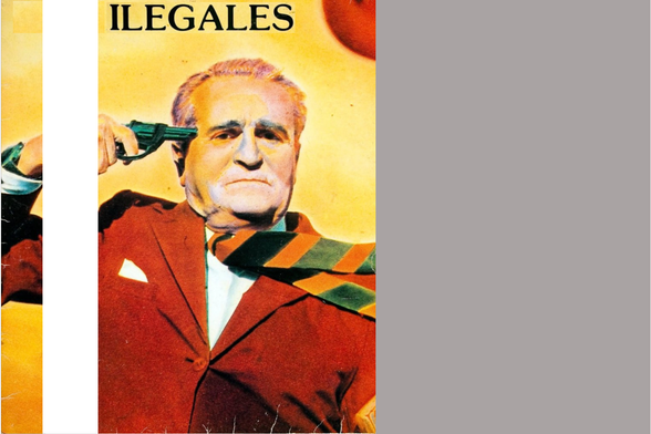 Diseño inacabado de la carátula para cassette del álbum homónimo de Ilegales de 1983.