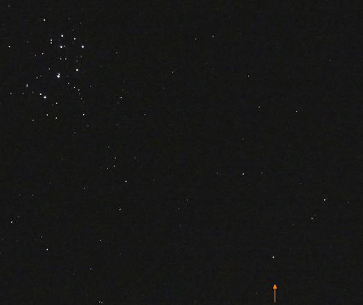 Pleiades and Uranus (marked with an arrow).