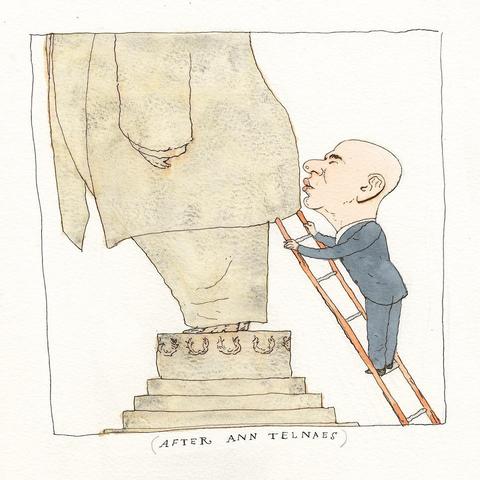 Cartoon of Jeff Bezos kissing Trump's ass.