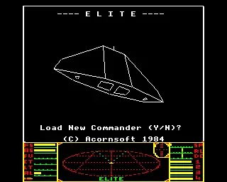 wireframe spaceship and dashboard with 3d radar from the game elite