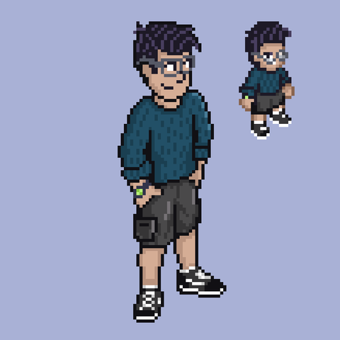 Me in pixel art in high-res pixel art and retro/fft style pixelart