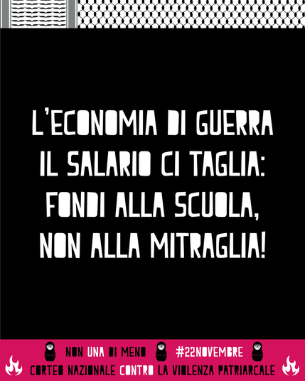 L'economia di guerra il salario ci taglia: fondi alla scuola non alla mitraglia!