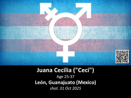 Juana Cecilia ("Ceci")
Age 25-37
Leon, Guanajuato (Mexico)
shot. 31 Oct 2025