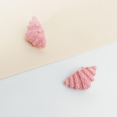 handmade pastel pink croissant earrings