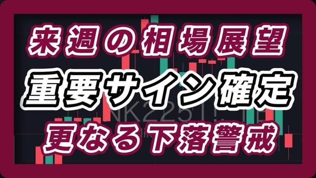 来週の相場展望 日経平均&米国市場 重要サイン確定 ナスダック100、S＆P500、SOX指数、NVIDIA安値更新 更なる下落警戒
