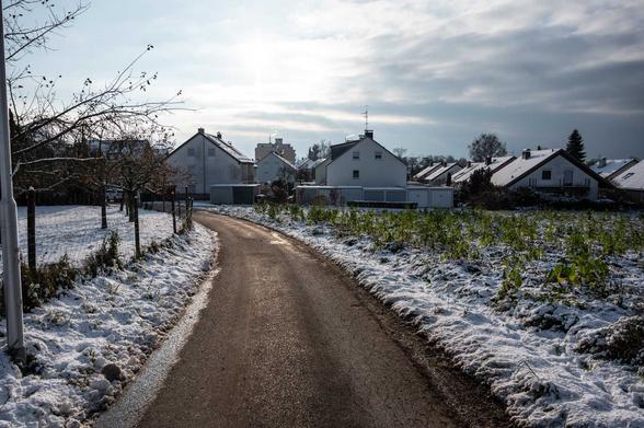 Nachmittags der Blick zurück auf die Siedlung